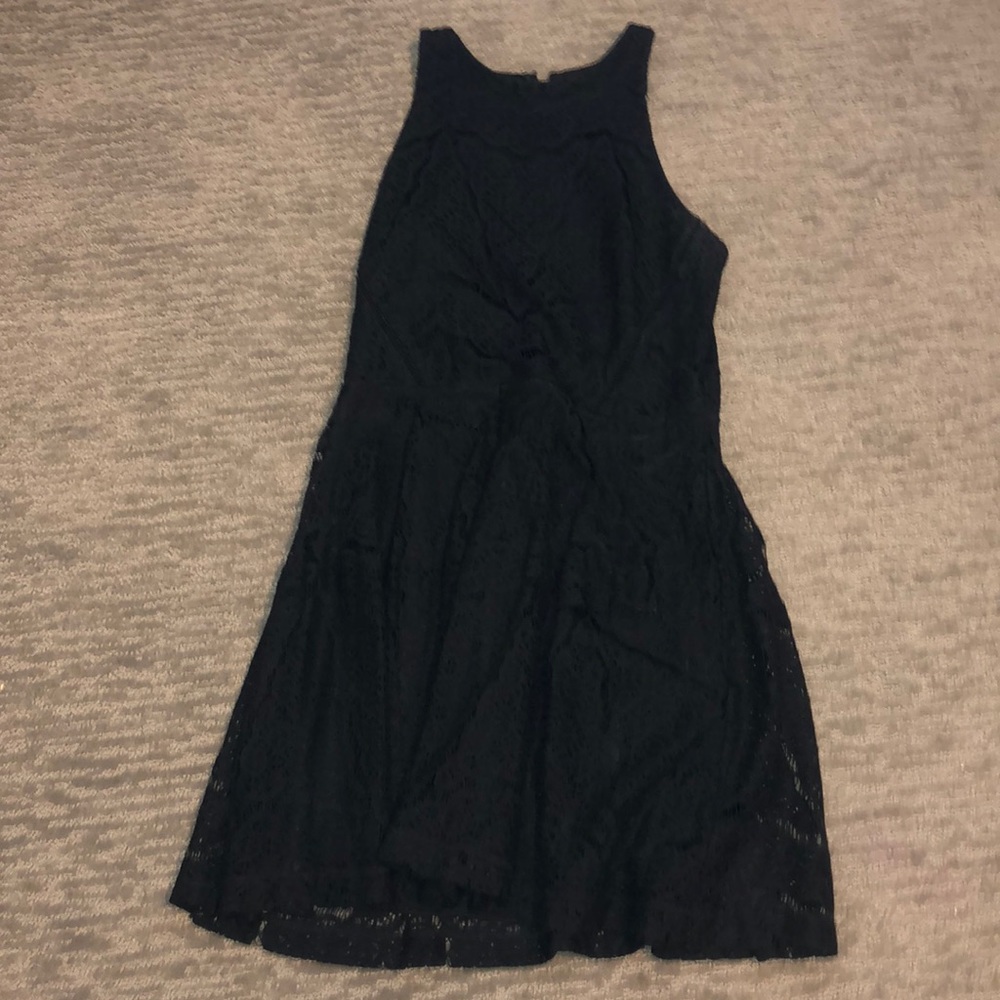black lace halter dress
